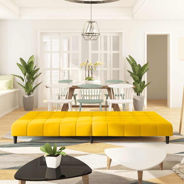 vidaXL Divano Letto a 2 Posti Giallo in Velluto