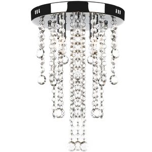 vidaXL Lampadario in Metallo Bianco con Perline in Cristallo