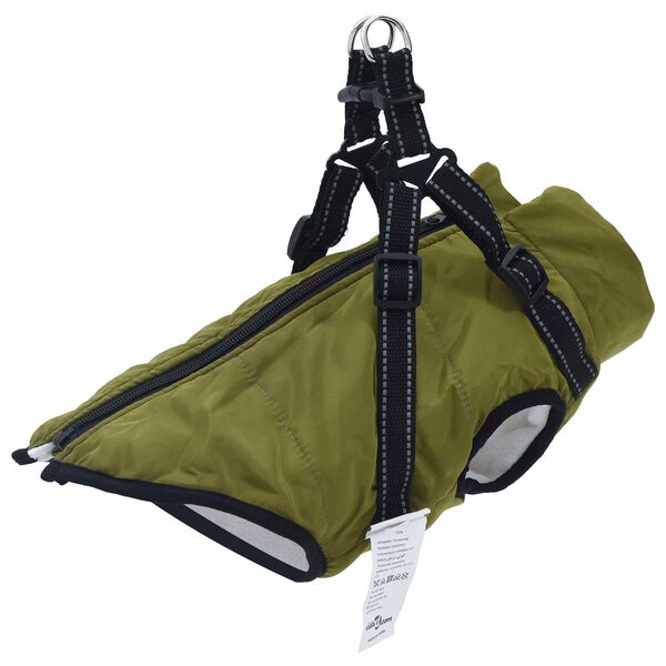 vidaXL Cappotto per Cani Verde militare L32 Pile e Poliestere