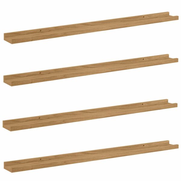 vidaXL Scaffale da parete con lo scaffale 4 pcs Marrone 100 x 9 x 3 cm