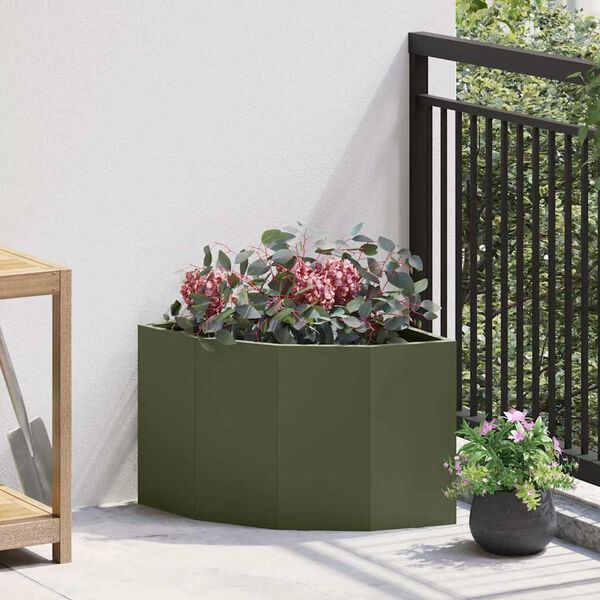 vidaXL Vaso d'angolo Oliver verde 45 x 45 x 35 cm Acciaio