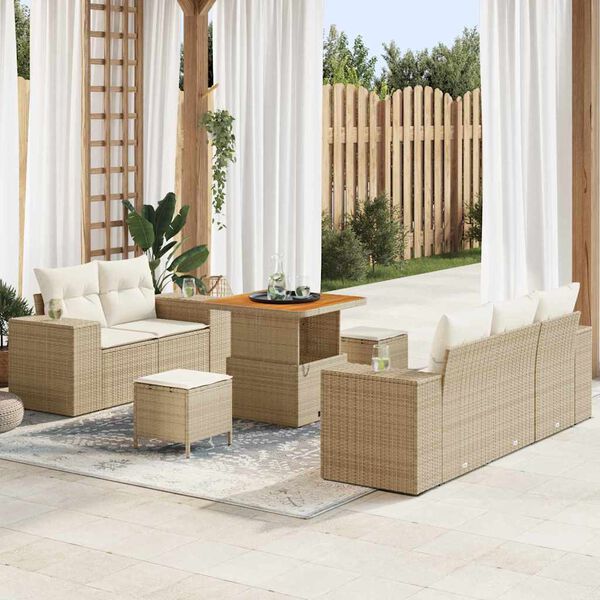 vidaXL Set Divano da Giardino con cuscino 8 pcs Beige e Crema