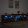 vidaXL Credenza con Luci LED Rovere Fumo 283x37x67 cm