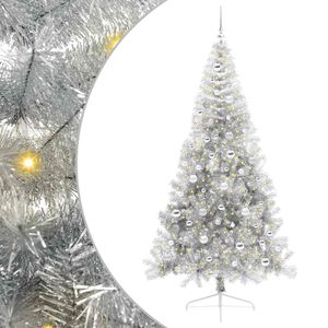 vidaXL Albero di Natale artificiale con luci integrate Argento 210 cm