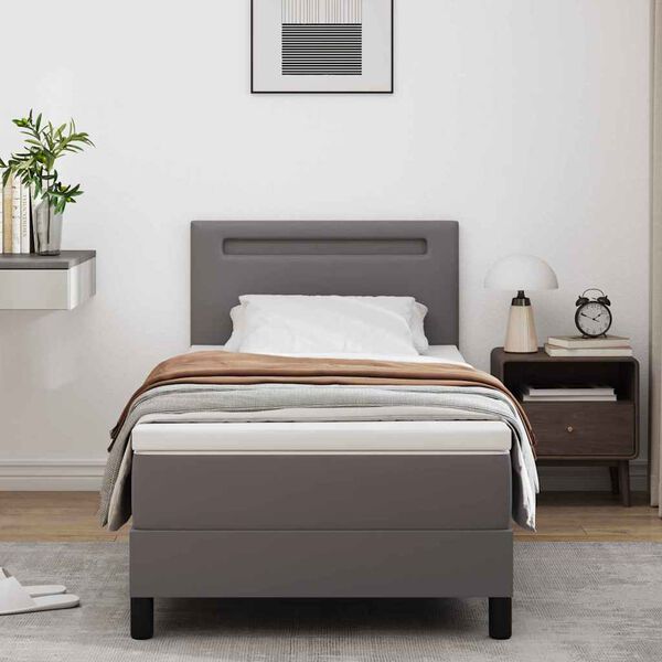 vidaXL Letto a molle con materasso Grigio 100 x 200 cm Pelle sintetica