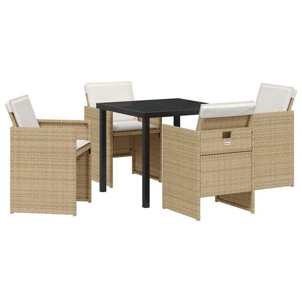 vidaXL Set da Pranzo per Giardino 5 pcs Beige polyrattan