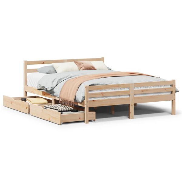 vidaXL Letto senza Materasso 150x200 cm in Legno Massello di Pino