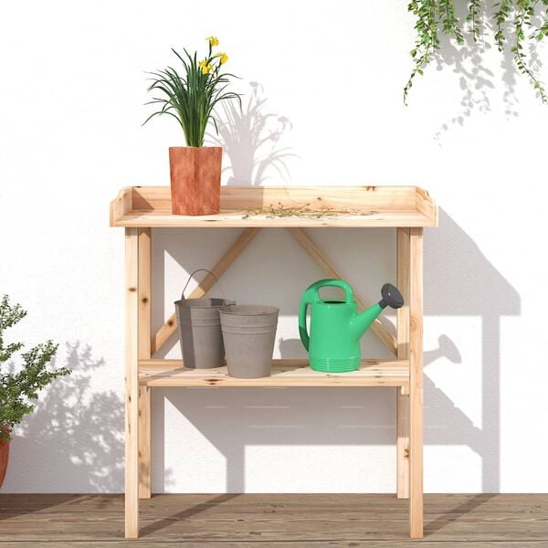 vidaXL Tavolo Piante con Ripiano 78x38x,82,5cm Legno Massello di Abete
