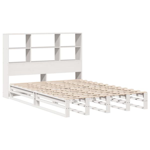 vidaXL Letto Libreria senza Materasso Bianco 160x200 cm Legno Massello