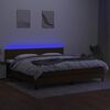 vidaXL Letto a Molle Materasso e LED MarroneScuro 200x200cm in Tessuto