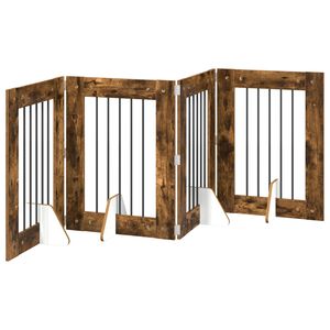 vidaXL Cancello per cani pieghevole con supporti 4 pz Rovere Fumo