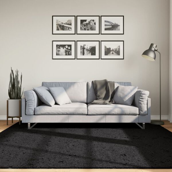 vidaXL Tappeto Shaggy PAMPLONA a Pelo Lungo Moderno Nero 200x200 cm