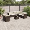 vidaXL Set Divani da Giardino 10pz con Cuscini in Polyrattan Marrone