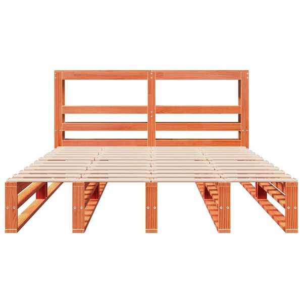 vidaXL Giroletto con Testiera Marrone Cera 160x200 cm Massello Pino