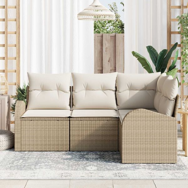 vidaXL Set Divano da Giardino 4 pcs Beige polyrattan