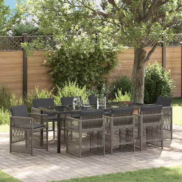 vidaXL Set da Pranzo per Giardino 9 pcs Grigio