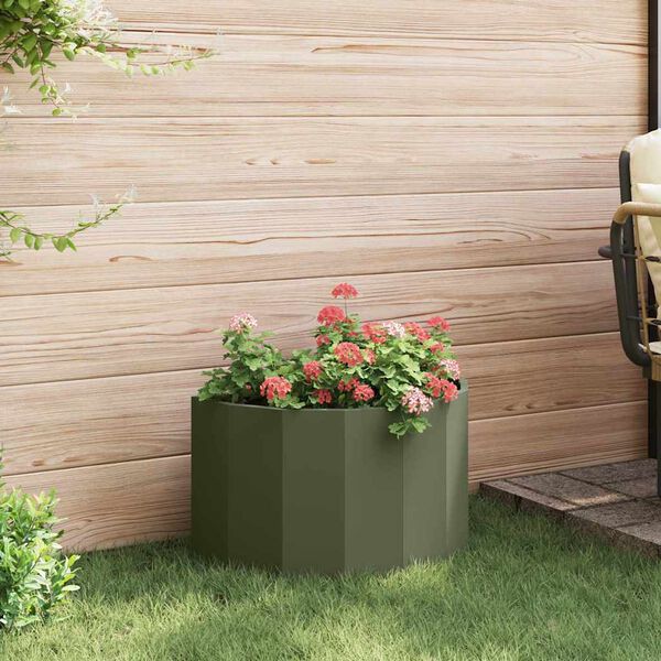 vidaXL Fioriera Verde oliva 60 x 30 x 35 cm Acciaio