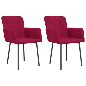 vidaXL Sedie da Pranzo 2 pz Rosso Vino in Velluto