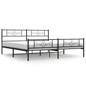 vidaXL Giroletto con Testiera e Pediera Metallo Nero 200x200 cm