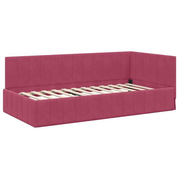 vidaXL Cornice del letto ad angolo Rosso Vino 100 cm x 200 cm Velluto
