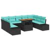 vidaXL Set Divano da Giardino 10 pz Nero Poly Rattan