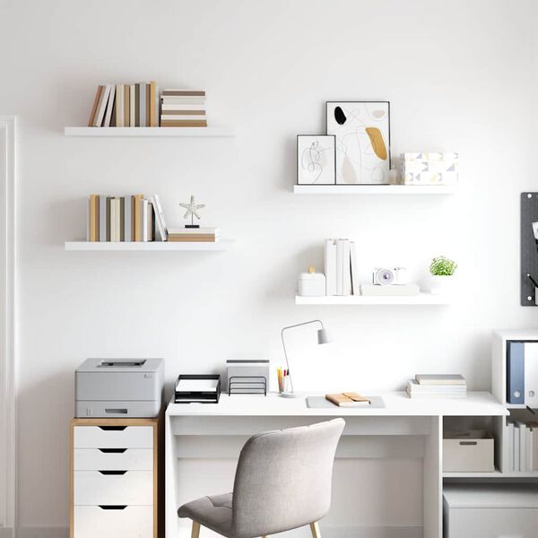 vidaXL Scaffali a Parete 4 pz Bianchi 80x23,5x3,8 cm in MDF