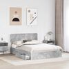 vidaXL Letto con Contenitore con testiera Grigio cemento 150 x 200 cm
