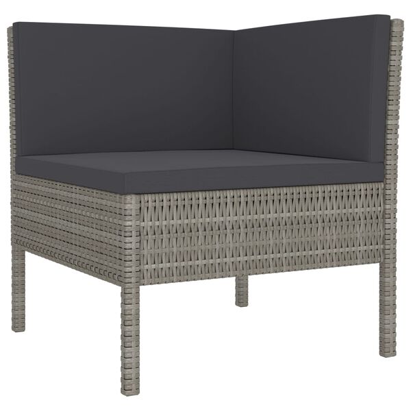 vidaXL Set Divani da Giardino 6 pz con Cuscini in Polyrattan Grigio