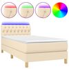 vidaXL Letto a Molle con Materasso e LED Crema 90x190 cm in Tessuto