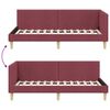 vidaXL Cornice del letto ad angolo Rosso Vino 90 cm x 200 cm Velluto