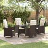 vidaXL Set da Pranzo per Giardino 5 pcs Marrone Poly Rattan