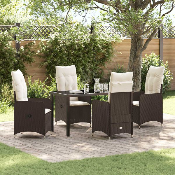 vidaXL Set da Pranzo per Giardino 5 pcs Marrone Poly Rattan
