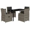 vidaXL Set da Pranzo da Giardino 5 pz con Cuscini in Polyrattan Grigio