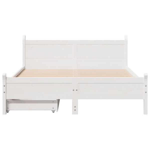 vidaXL Letto senza Materasso Bianco 150x200 cm Legno Massello di Pino