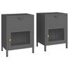 vidaXL Comodini 2 pz Antracite 40x30x54,5 cm in Acciaio e Vetro