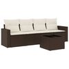 vidaXL Set Divano da Giardino 5 pz con Cuscini Marrone in Polyrattan