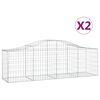 vidaXL Cesti Gabbioni ad Arco 2 pz 200x50x60/80 cm Ferro Zincato