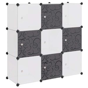 vidaXL Armadio Salvaspazio a Cubo con 9 Scomparti Bianco e Nero