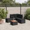 vidaXL Set Divano da Giardino 6 pz con Cuscini Nero in Polyrattan