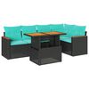 vidaXL Set Divano da Giardino 6 pz con Cuscini Nero in Polyrattan