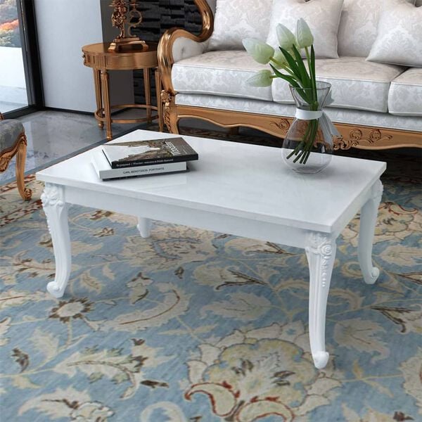 vidaXL Tavolino da Salotto Bianco Lucido 100x50x42cm Legno Multistrato