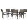 vidaXL Set da Pranzo da Giardino 7 pz Nero in Acciaio e Textilene