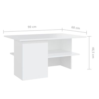 vidaXL Tavolino da Salotto Bianco 90x60x46,5 cm in Legno Multistrato