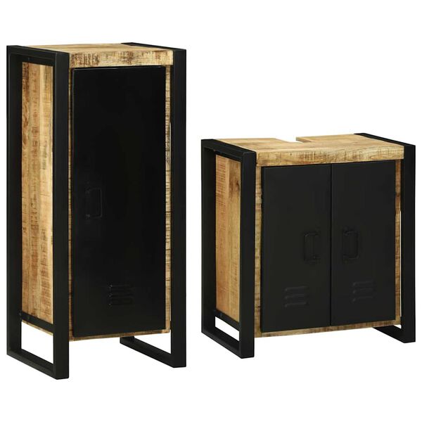 vidaXL Set di mobili per il bagno 2 pcs Legno di Mango Massello