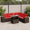 vidaXL Set Divani Giardino 7 pz con Cuscini Polyrattan Acacia Marrone
