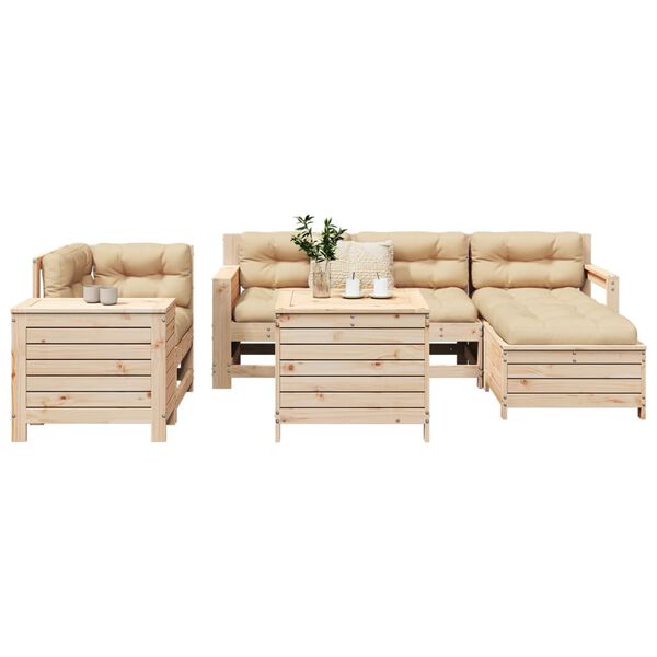 vidaXL Set Divani da Giardino 7 pz in Legno Massello di Pino