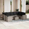 vidaXL Set Divano Giardino 10 pz con Cuscini Grigio Chiaro Polyrattan