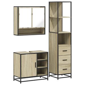 vidaXL Set Mobili da Bagno 3 pz Rovere Sonoma in Legno Multistrato