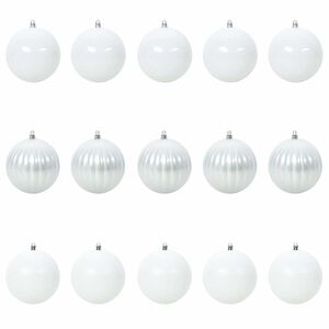 vidaXL Set di palline di Natale XL 15 pz Bianco &Oslash; 10 cm Plastica