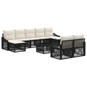 vidaXL Set Divano da Giardino 10 pz Nero polyrattan